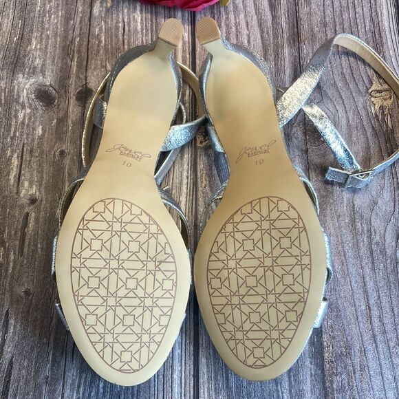 JEWEL BADGLEY MISCHKA Rhonda Silver Evening Sandals 10M - Picture 5 of 11